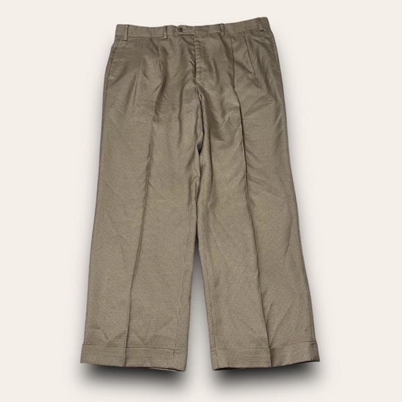 Beige Houndstooth Pleated Trousers Lauren Ralph Lauren 36 W 29 L - Picture 1 of 6
